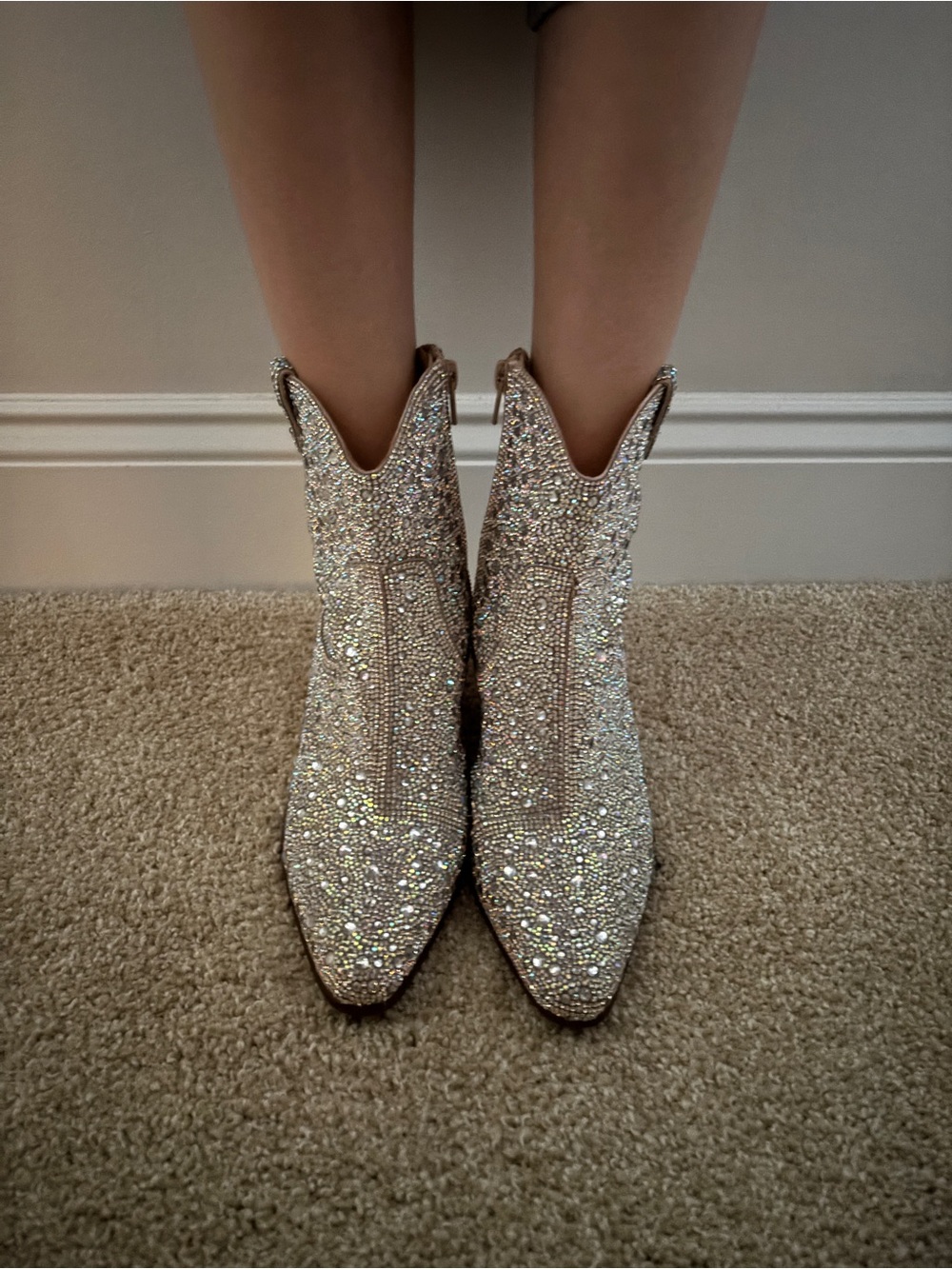 DSW Silver Rhinestone Western Ankle Boots - Picture 2 of 4